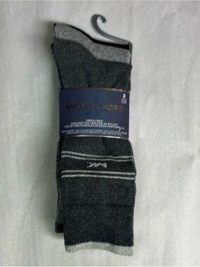 New Michael Kors Socks Men’s 3 Pair Black & Gray Dress Crew Sock Business Casual